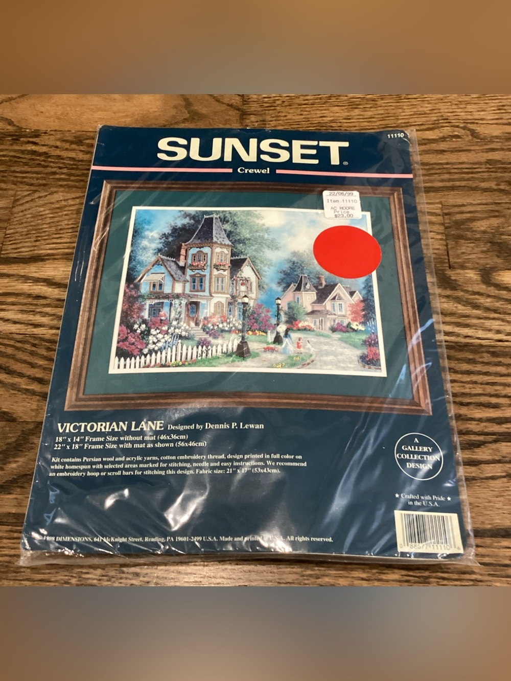 Dimensions Sunset Crewel 'Victorian Lane' Embroidery Kit Vintage 1998